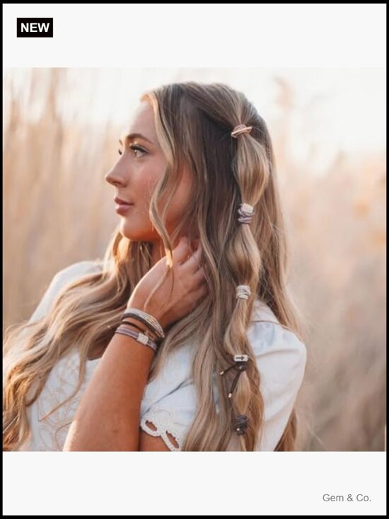 Boho Hair Tie Bracelet Set - 5 Pack Elastic Accessories for Women main image 4